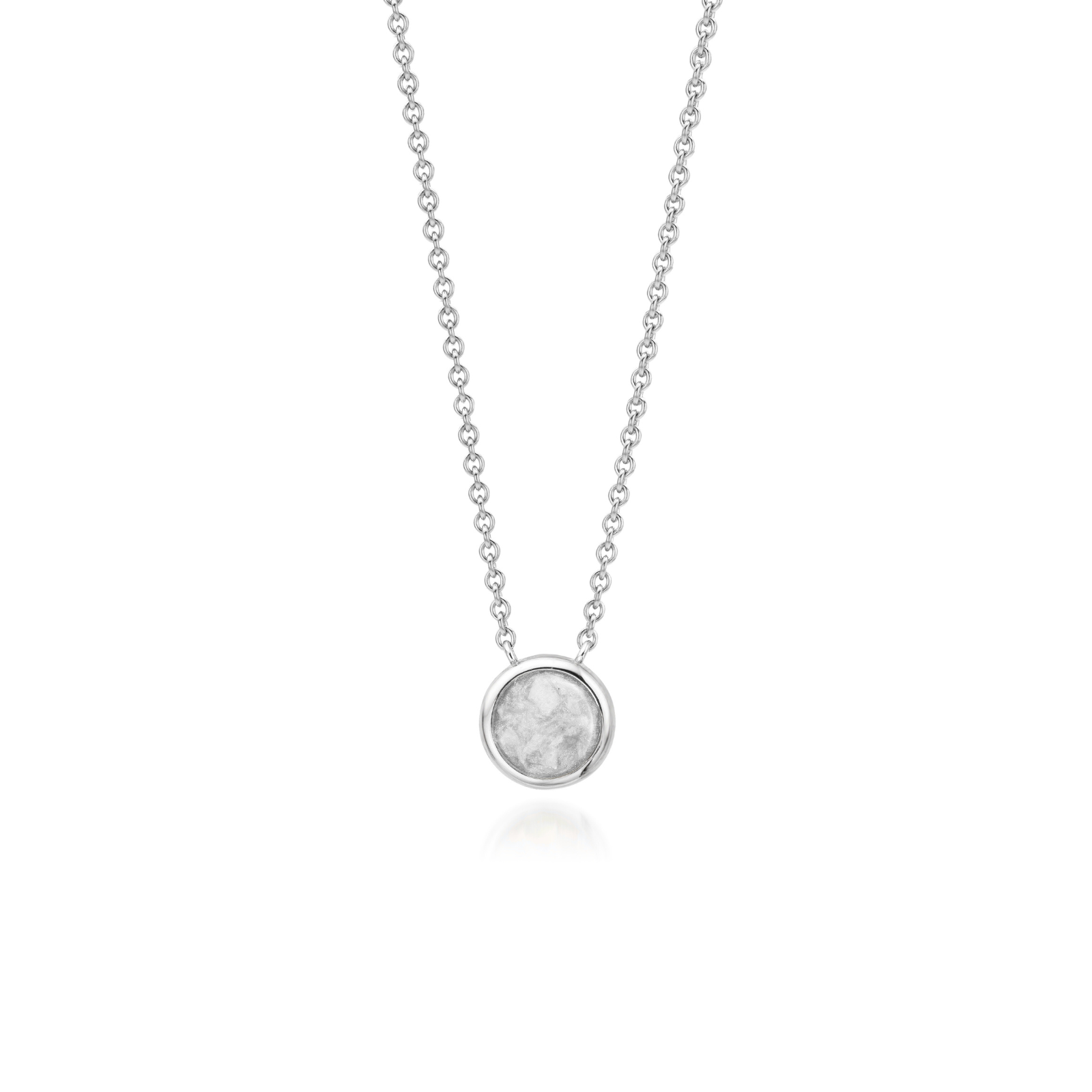 Cercle | Round Ashes Necklace | Ash in Resin Jewellery White WithMe™ Gedenksieraden Memorial Pendant