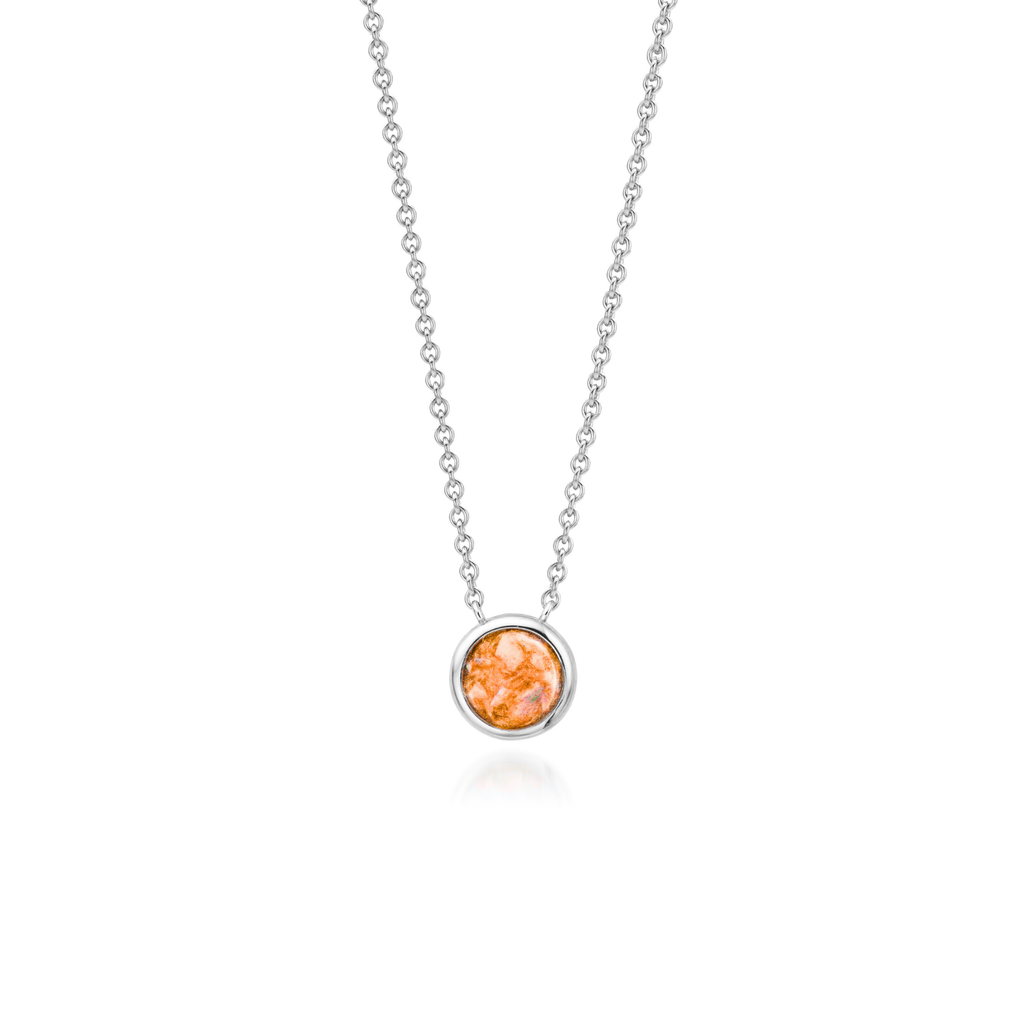 Cercle | Round Ashes Necklace | Ash in Resin Jewellery Orange WithMe™ Gedenksieraden Memorial Pendant