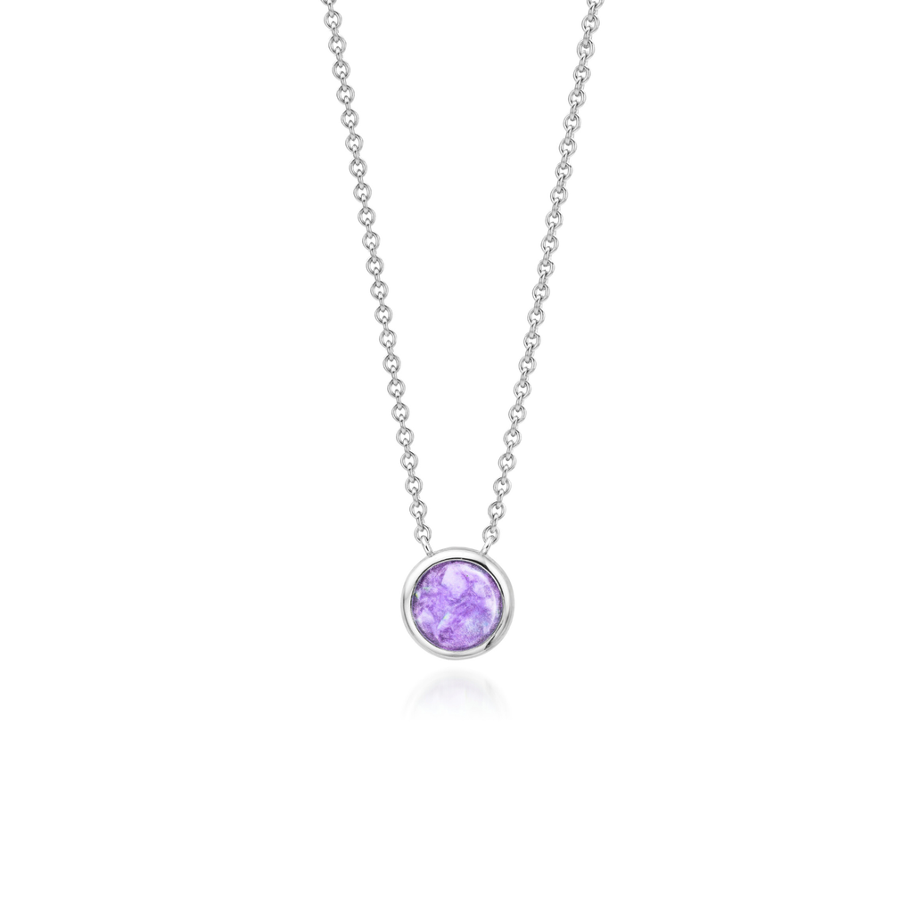 Cercle | Round Ashes Necklace | Ash in Resin Jewellery Purple WithMe™ Gedenksieraden Memorial Pendant