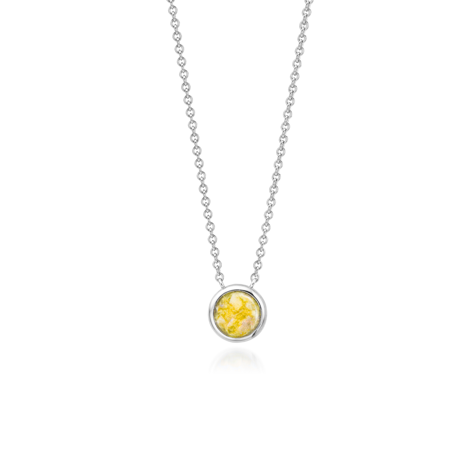 Cercle | Round Ashes Necklace | Ash in Resin Jewellery Yellow WithMe™ Gedenksieraden Memorial Pendant