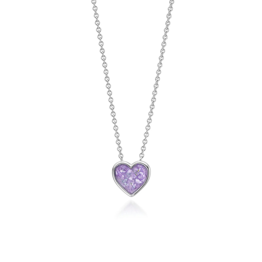Cœur | Heart-Shaped Ashes Necklace | Ash in Resin Jewellery Purple WithMe™ Gedenksieraden Memorial Pendant