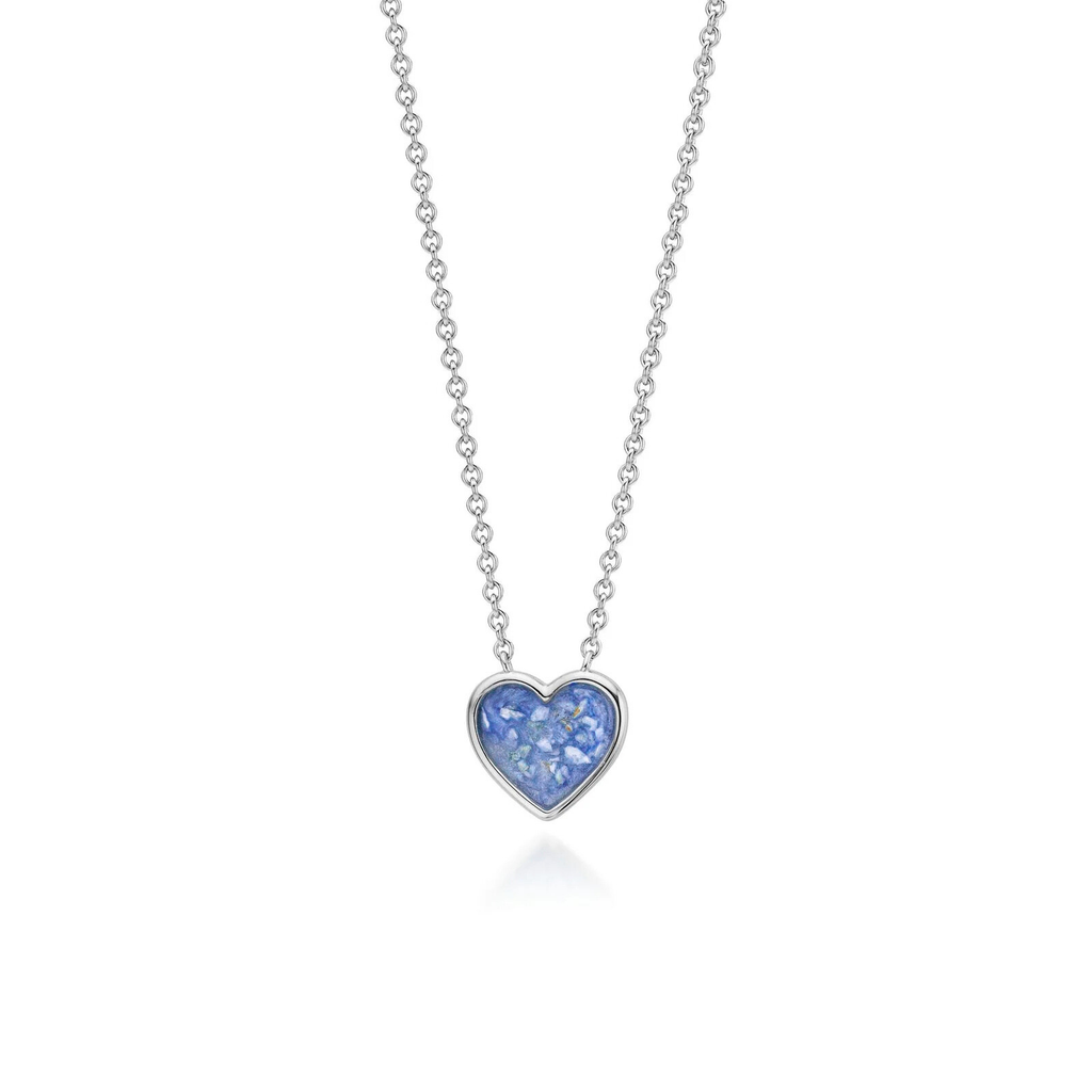 Cœur | Heart-Shaped Ashes Necklace | Ash in Resin Jewellery Blue WithMe™ Gedenksieraden Memorial Pendant