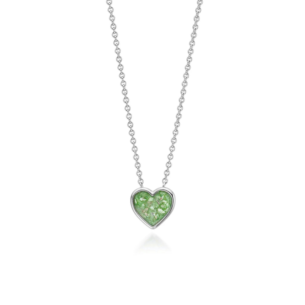 Cœur | Heart-Shaped Ashes Necklace | Ash in Resin Jewellery Green WithMe™ Gedenksieraden Memorial Pendant