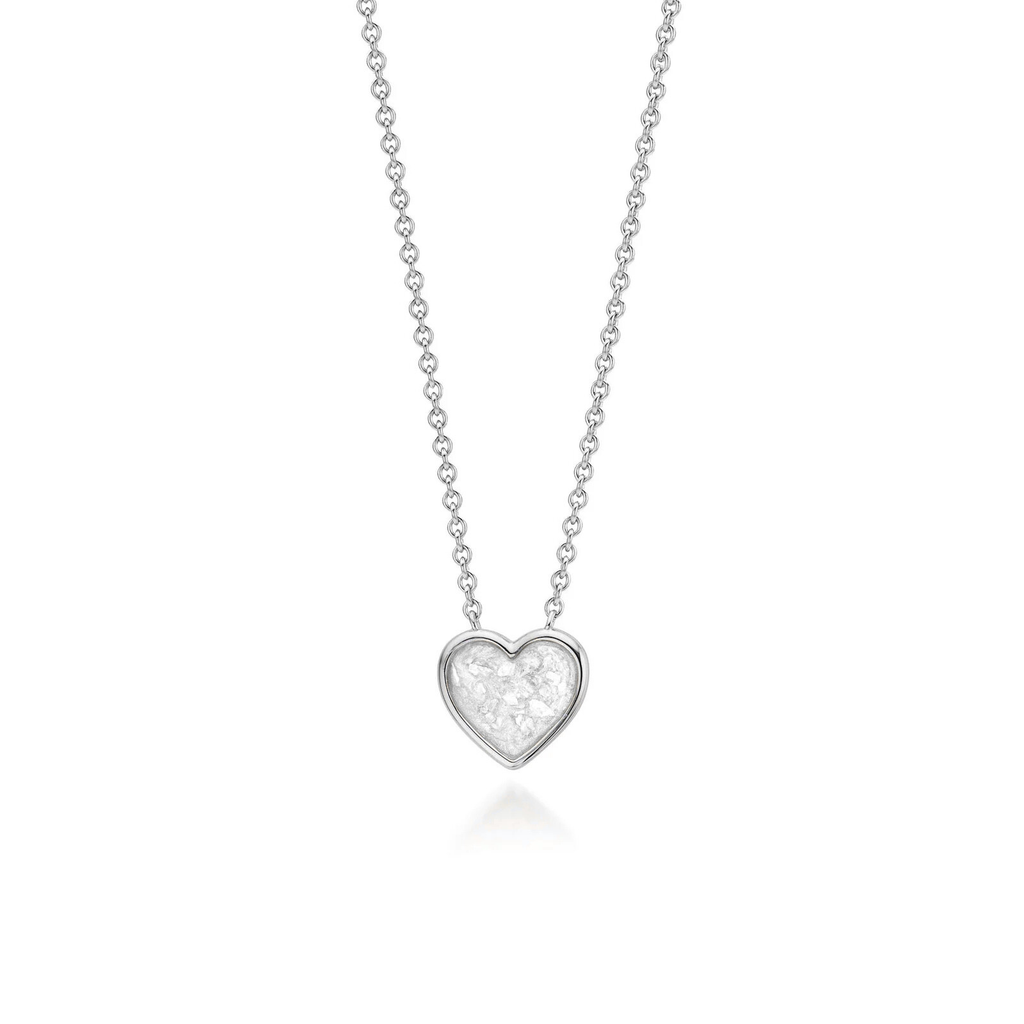 Cœur | Heart-Shaped Ashes Necklace | Ash in Resin Jewellery White WithMe™ Gedenksieraden Memorial Pendant