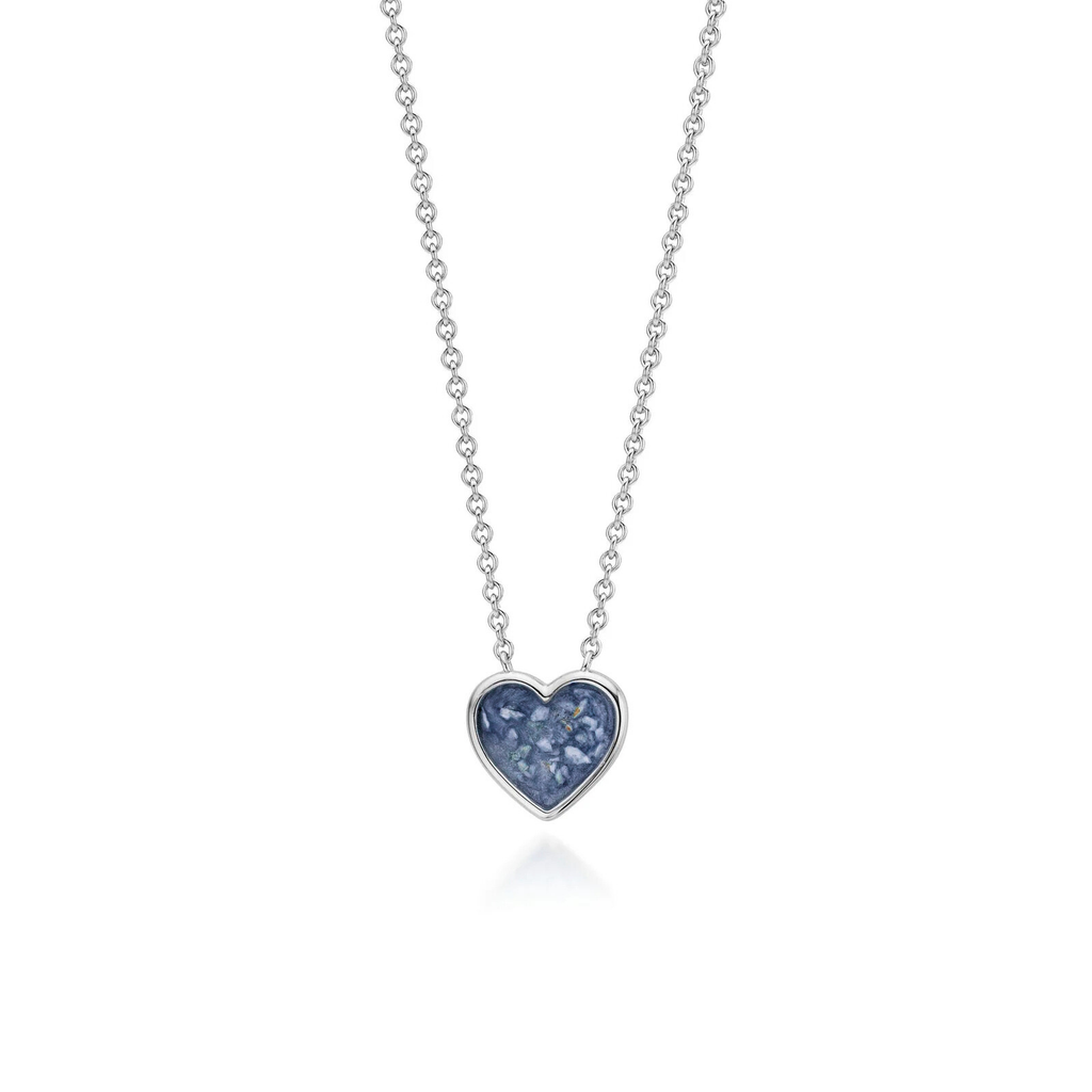 Cœur | Heart-Shaped Ashes Necklace | Ash in Resin Jewellery Deep Blue WithMe™ Gedenksieraden Memorial Pendant