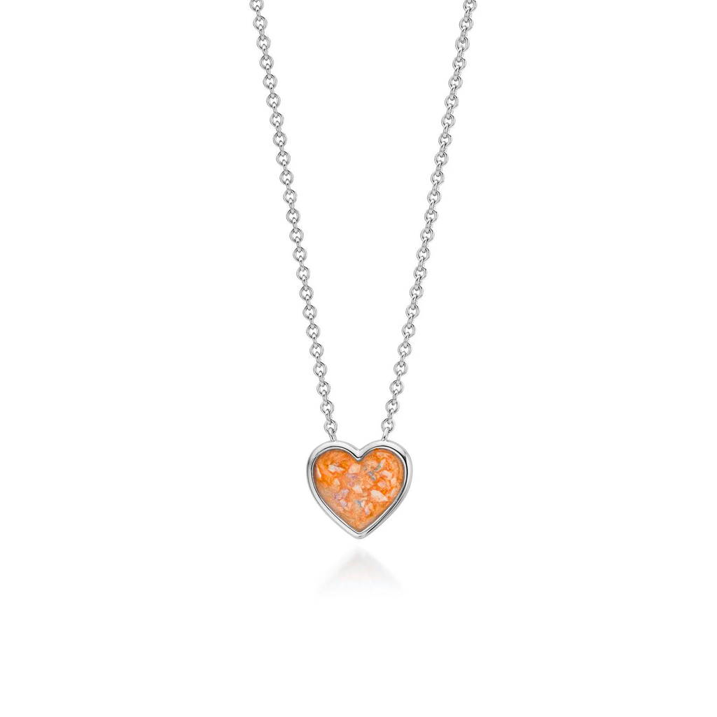 Cœur | Heart-Shaped Ashes Necklace | Ash in Resin Jewellery Orange WithMe™ Gedenksieraden Memorial Pendant